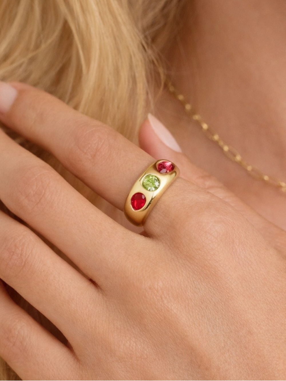 Gorjana Band Ring Nova Gold Plated Crystal Citrus Mix Ring Sz.7